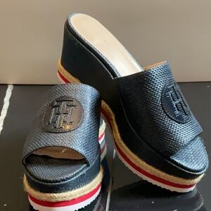Tommy Hilfiger Navy Wedge Sandals